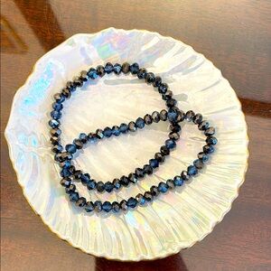 Iridescent Metallic blue Crystal Bead Stretch Bracelets